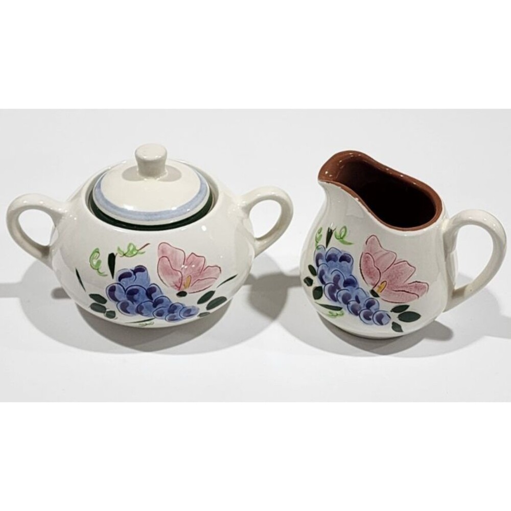 Stangl Pottery Fruit and Flowers Covered Sugar Bowl Creamer